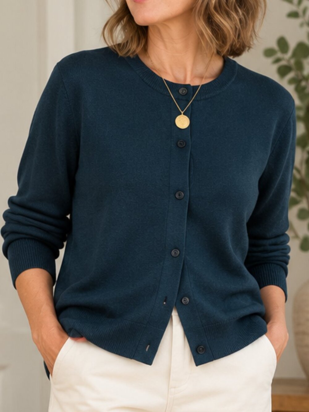 Uniqlo 100% Wool Petrol Blue Green Cardigan